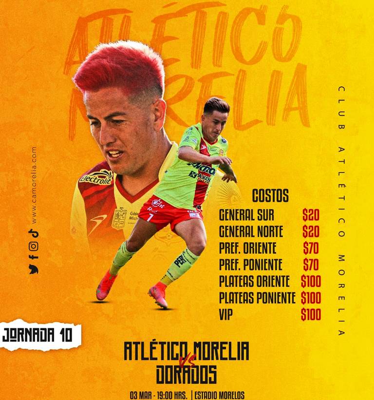 Pese a decreto de suspensión de eventos masivos en Michoacán por Covid-19, Atlético Morelia, anuncia precios para su partido frente a  Dorados