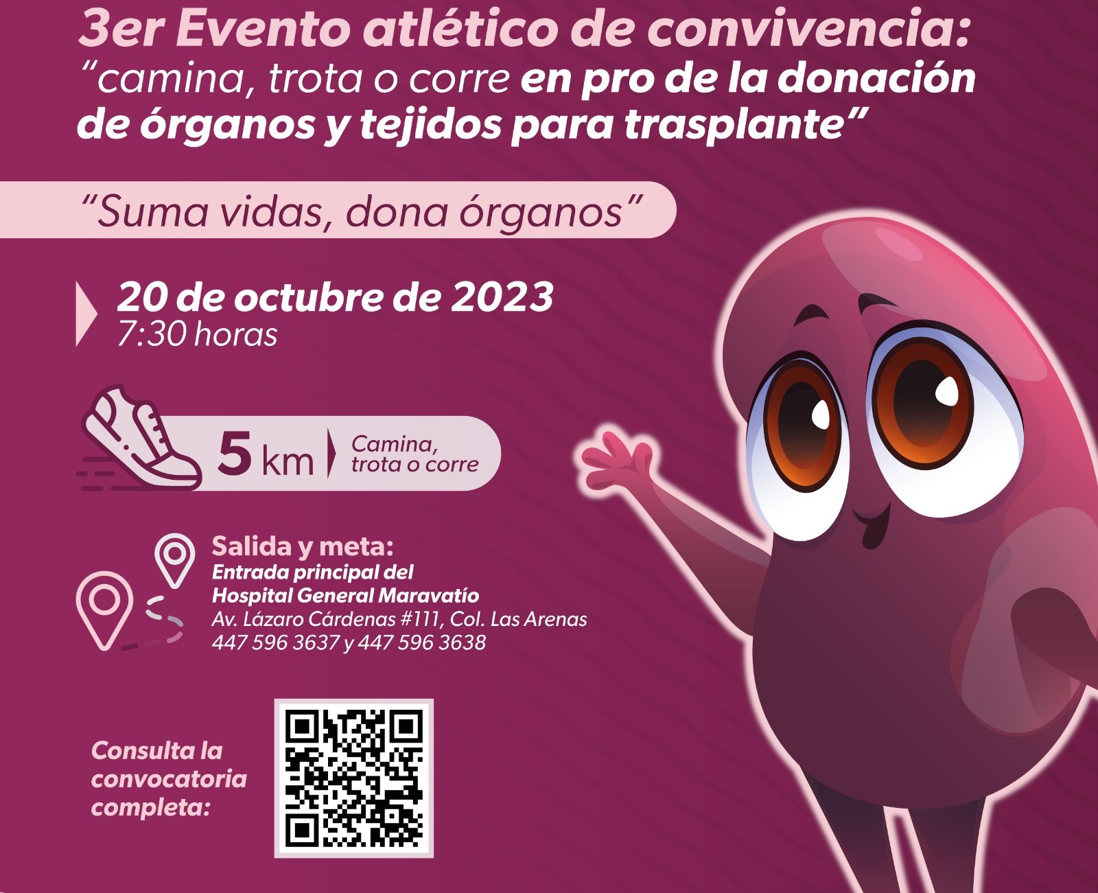 Anuncia tercera carrera atlética por la donación de órganos