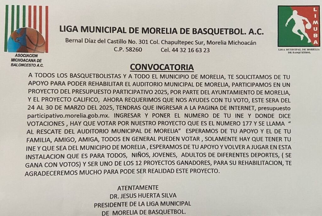 Llaman a apoyar proyecto de rehabilitación del Auditorio Municipal de  Morelia